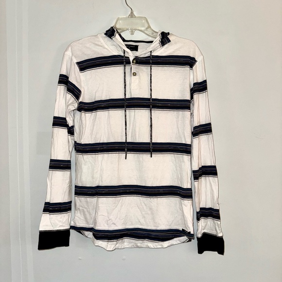 Ocean Current Other - Ocean Current Men's White and Black Striped Hoodie Shirt M